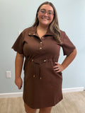 The Brinley Brown Scallop Dress