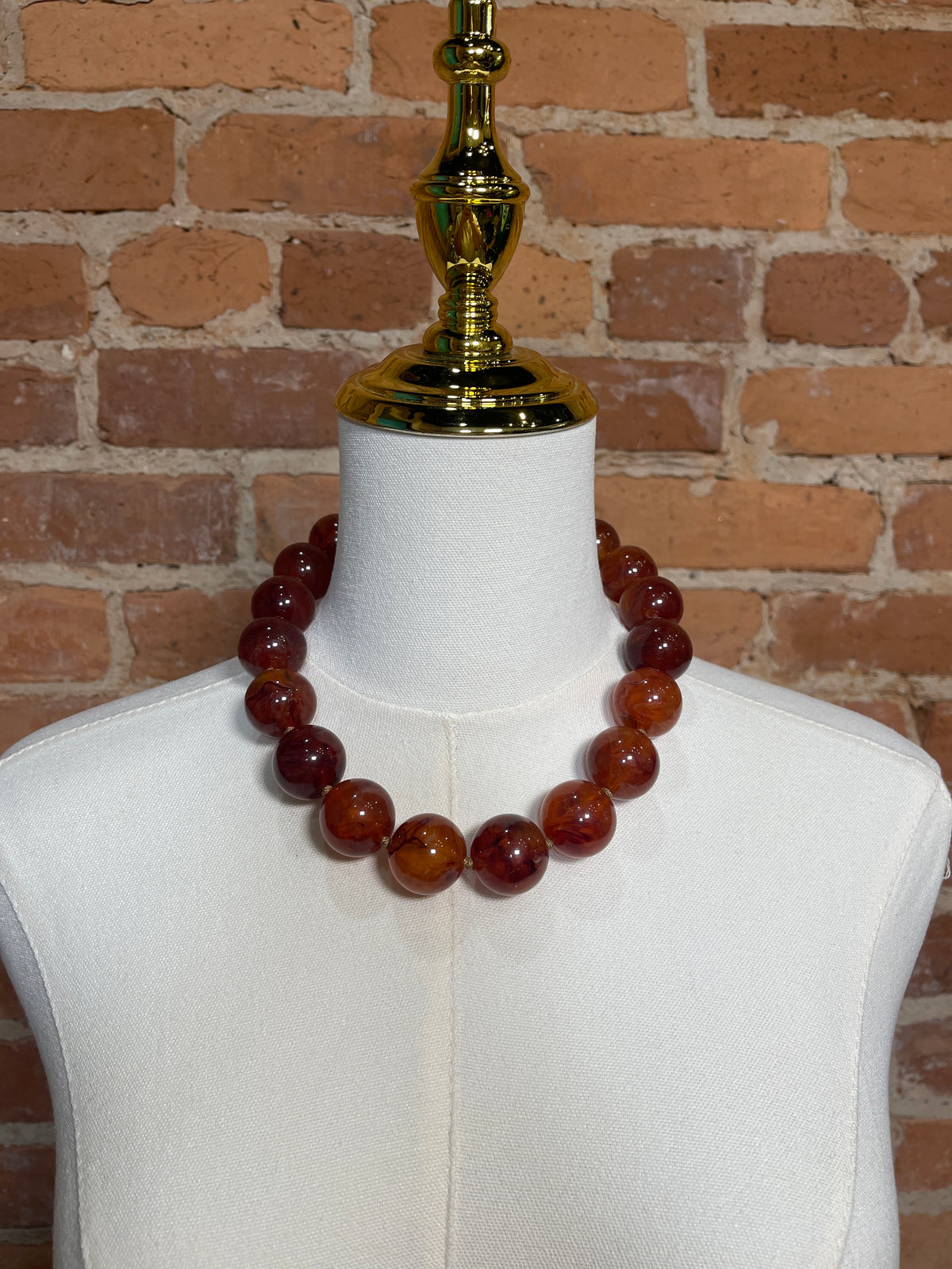Large Burnt Orange Bead Necklace