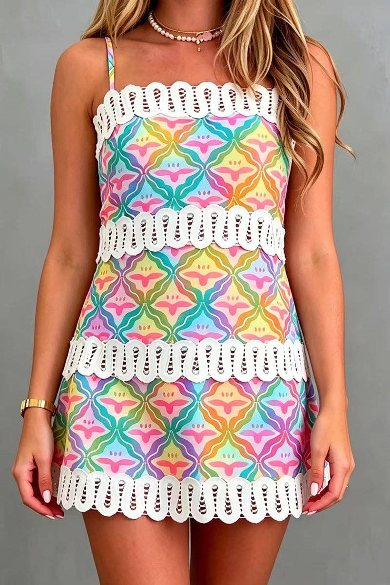 Boho Print Sleeveless Casual Dress