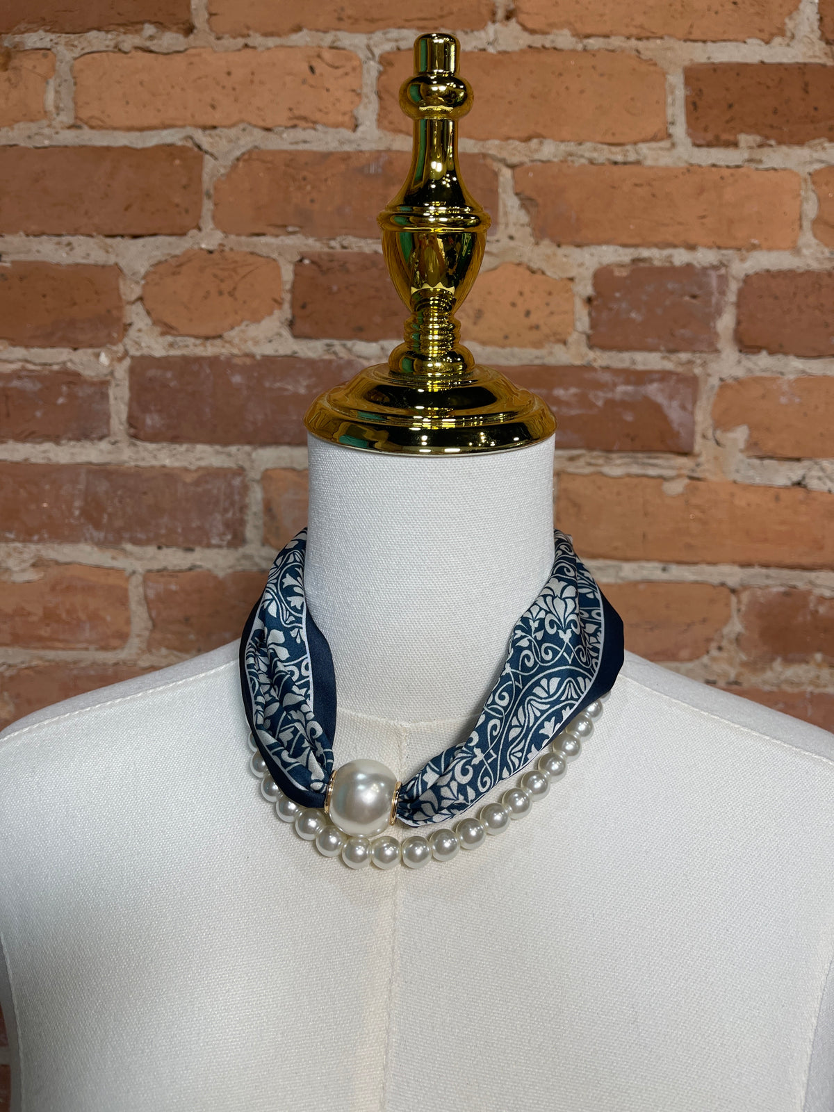 Navy Pearl Scarf