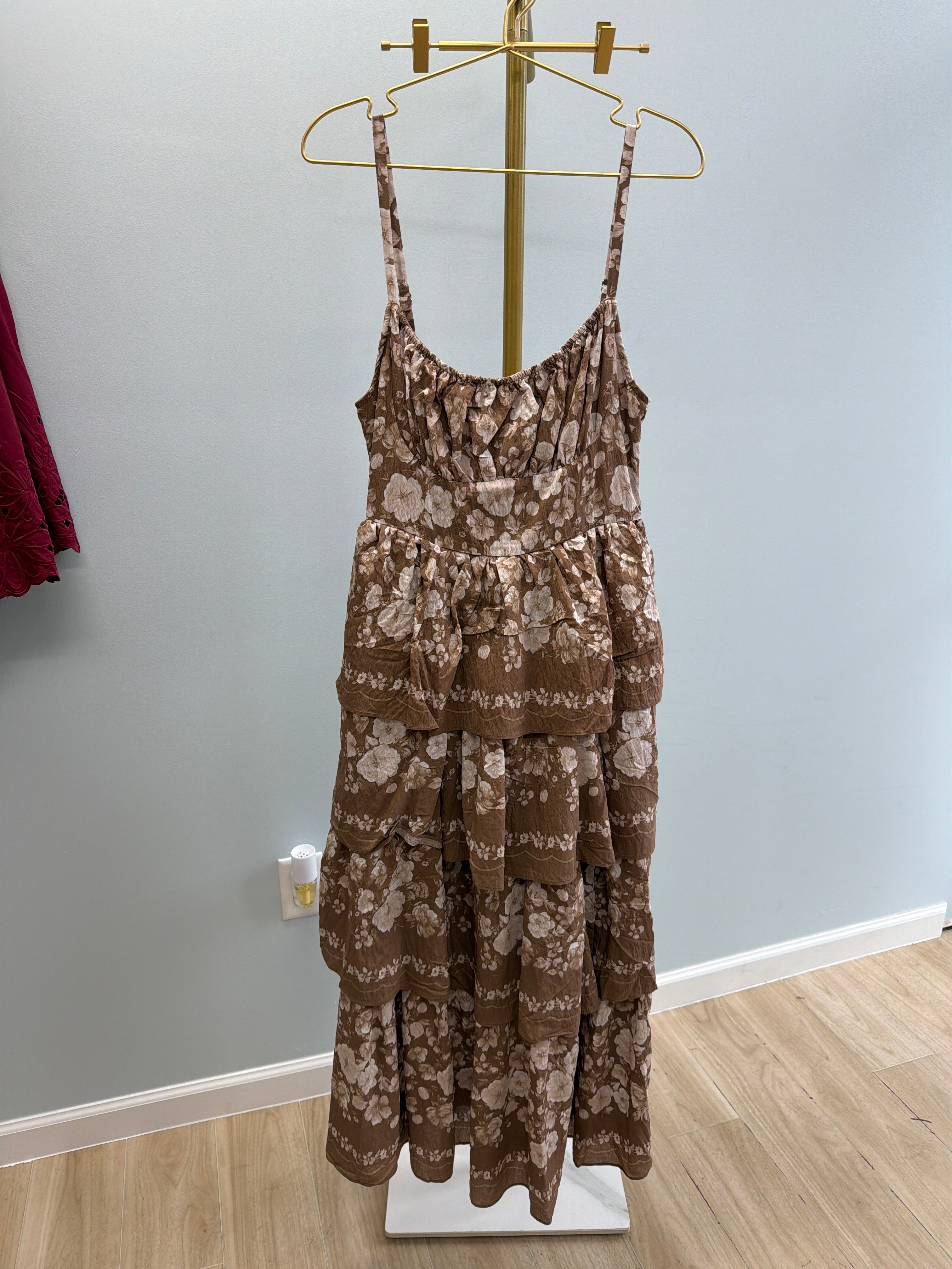 Brown Floral Dresss