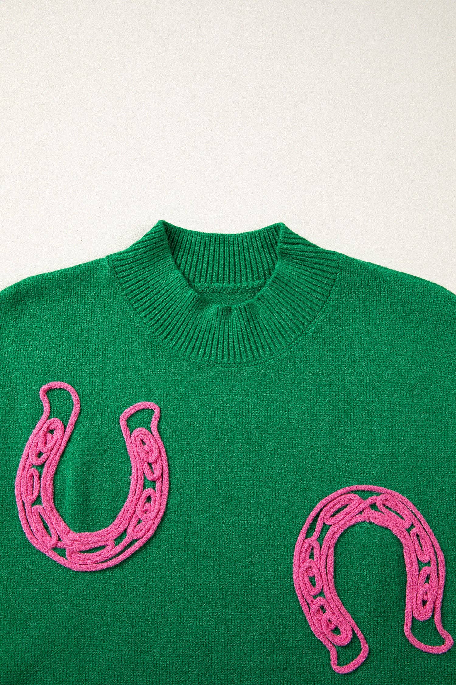 PRETTY BASH Western Horseshoe Mock Neck Sweater