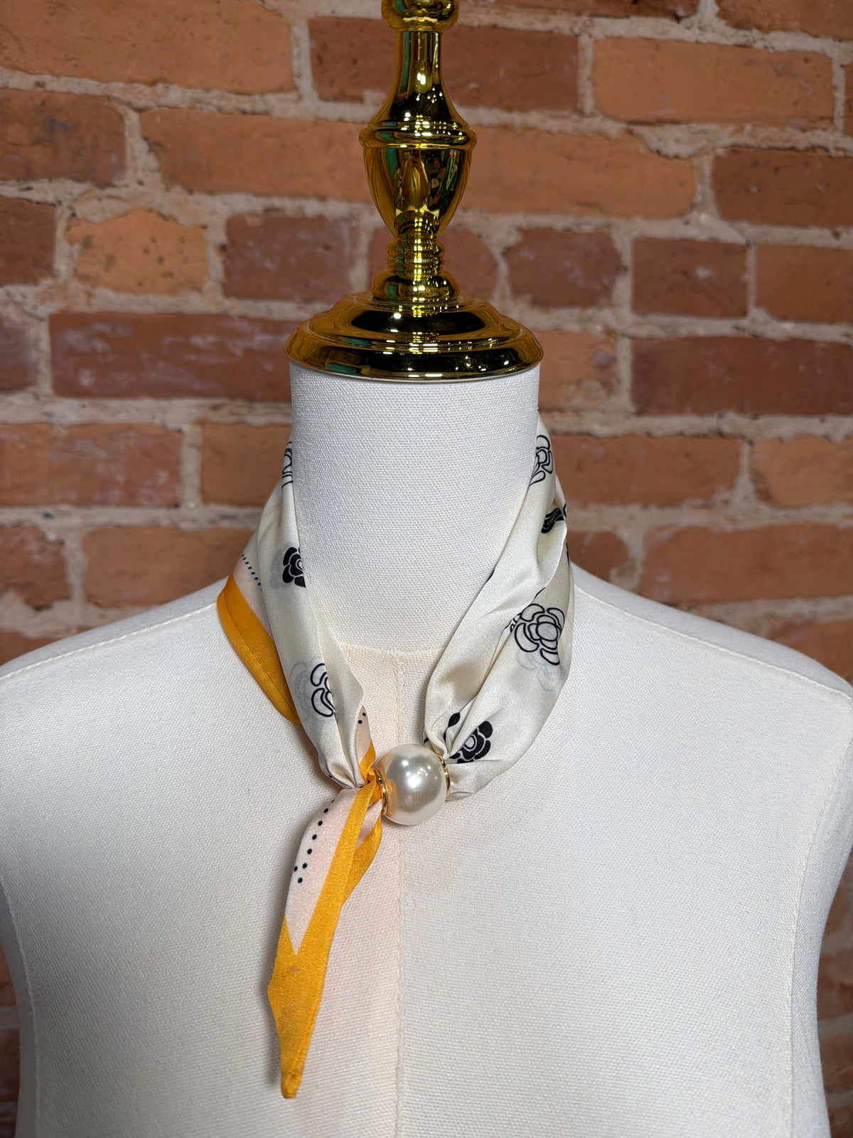 Yellow Floral Beaded Scarf