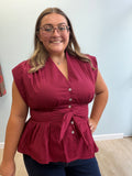 The Winslet Burgundy Bow Top