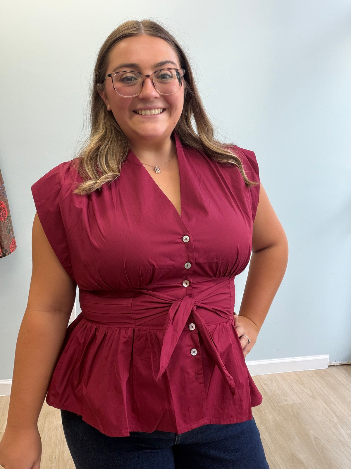 The Winslet Burgundy Bow Top