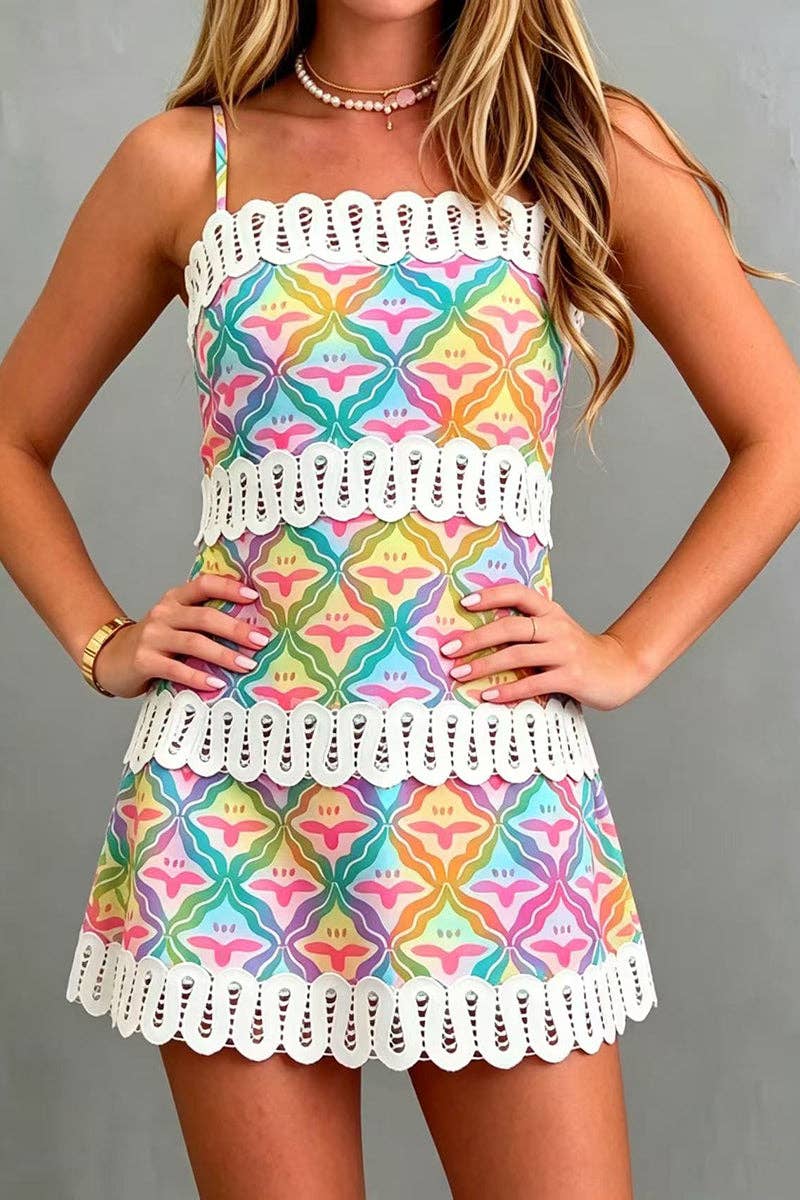 Boho Print Sleeveless Casual Dress