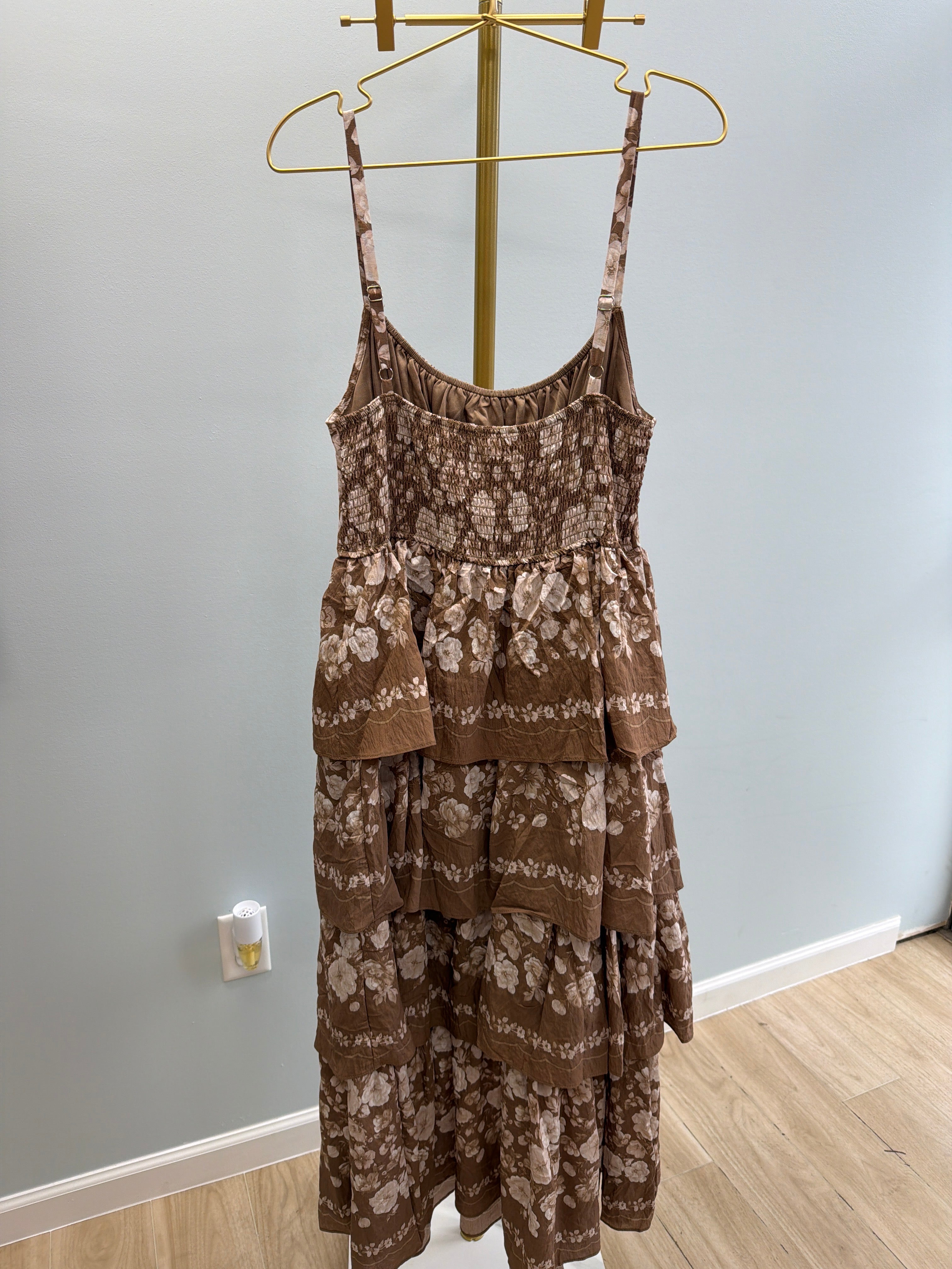 Brown Floral Dresss