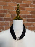 Black Solid Pearl Scarf