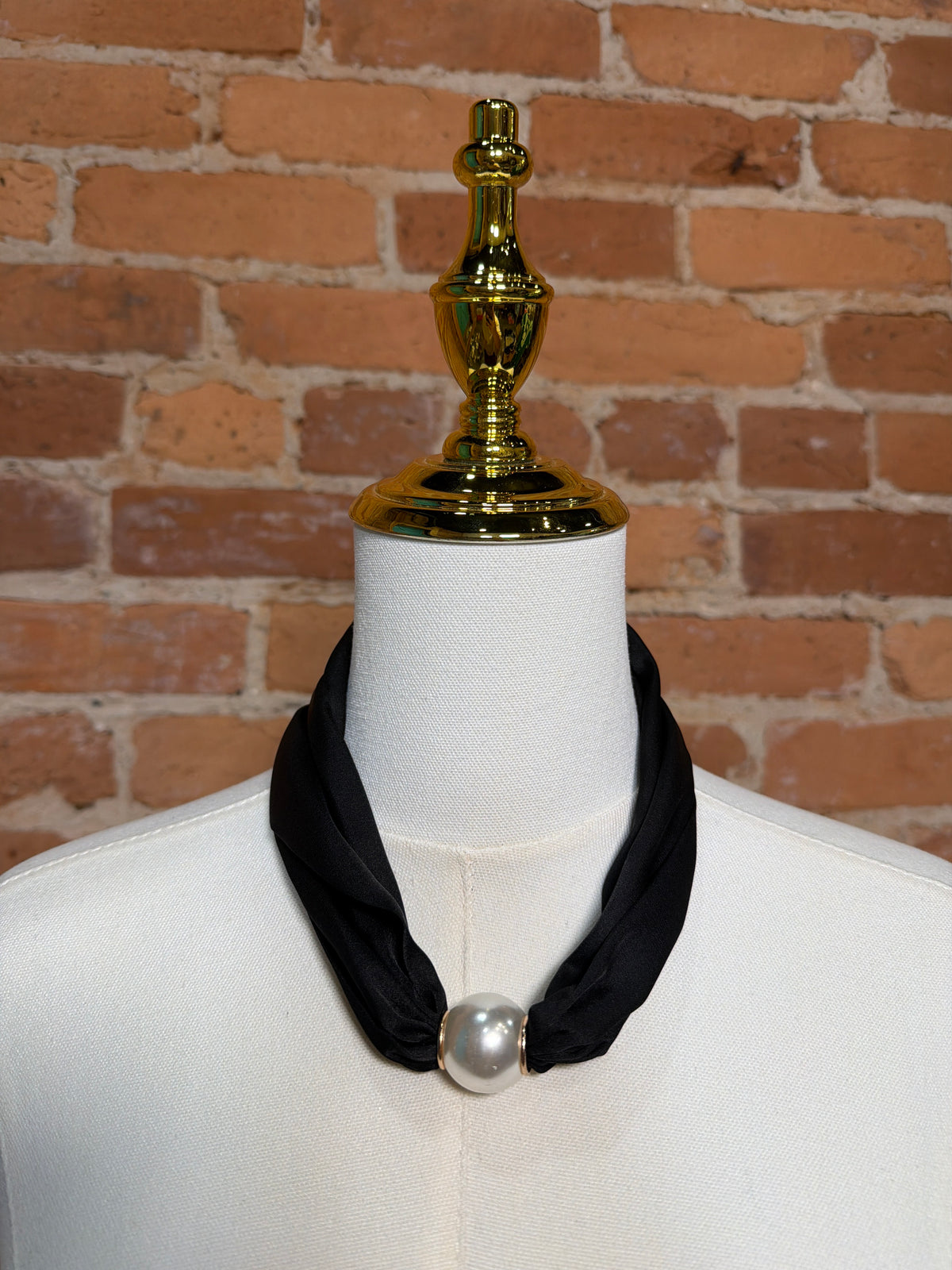 Black Solid Pearl Scarf