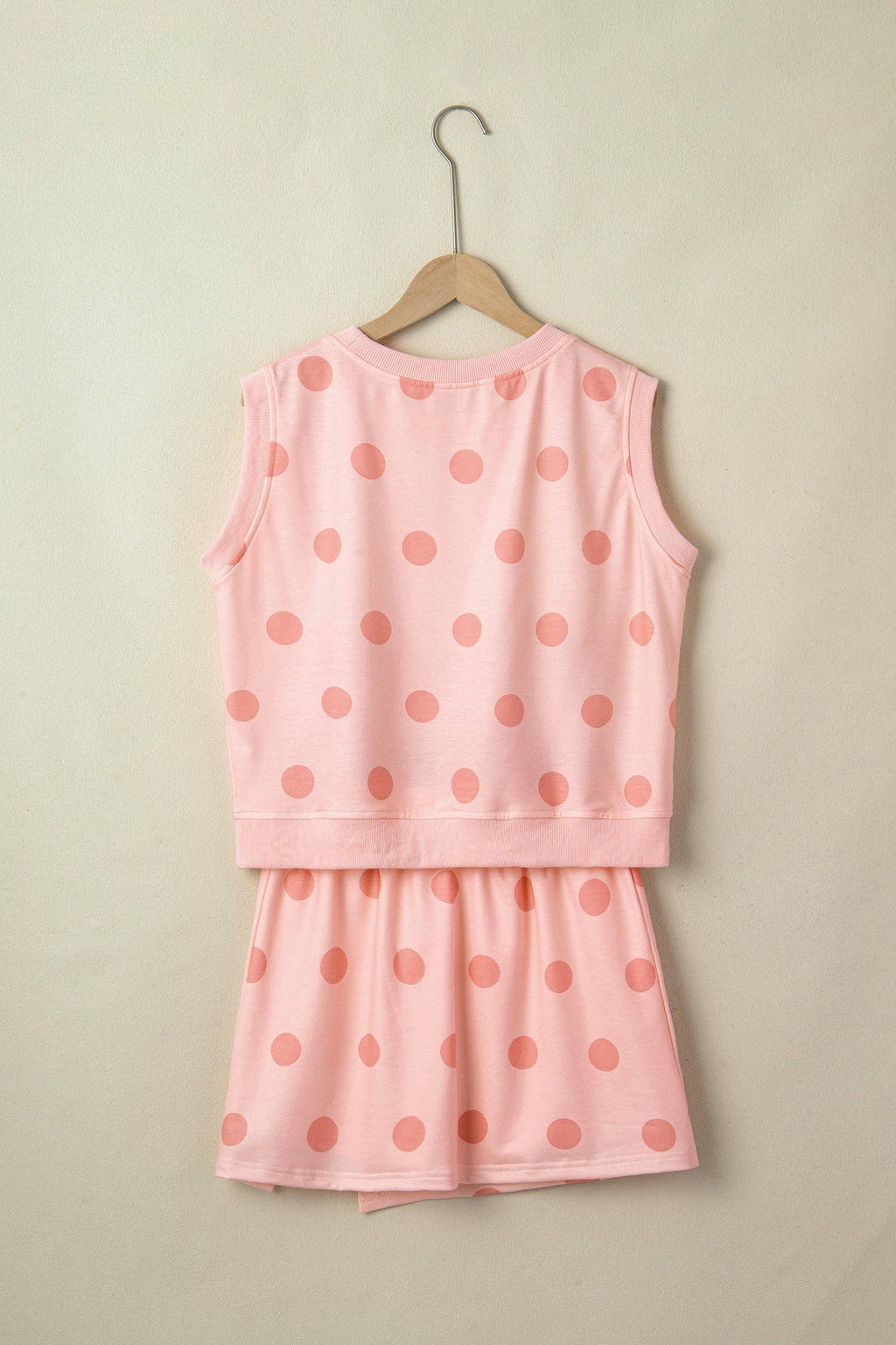 PRETTY BASH Polka Dot Ribbed Trim Tank &  Skort Set