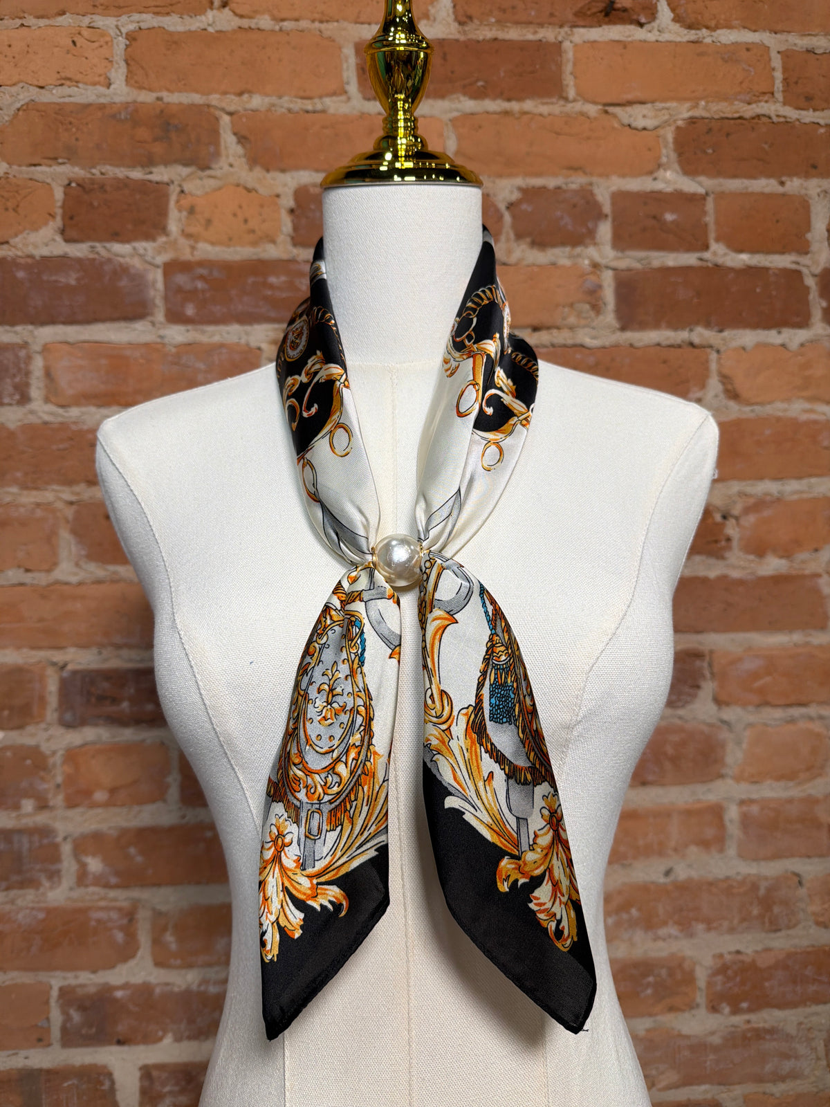 Long Black Pearl Scarf