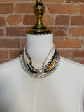 Blue and Yellow Beaded Scarf