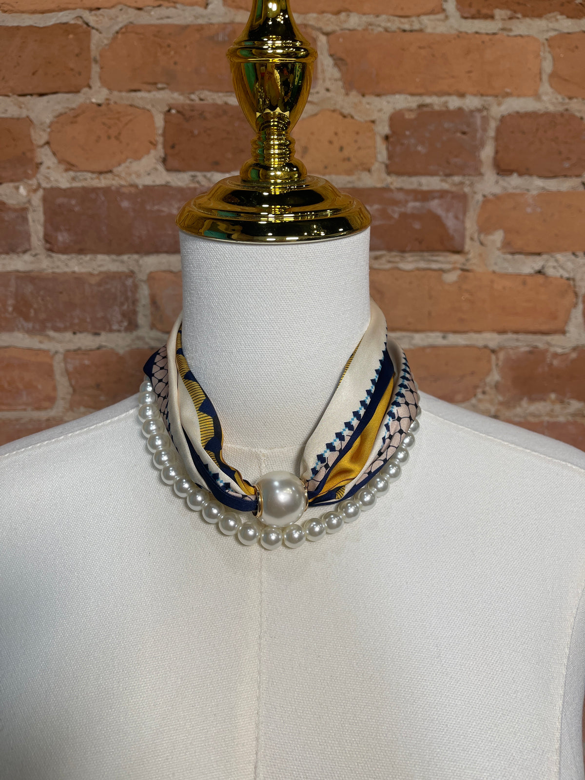 Blue and Yellow Beaded Scarf