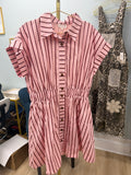 D32424- Pink/Red Stripped Dress