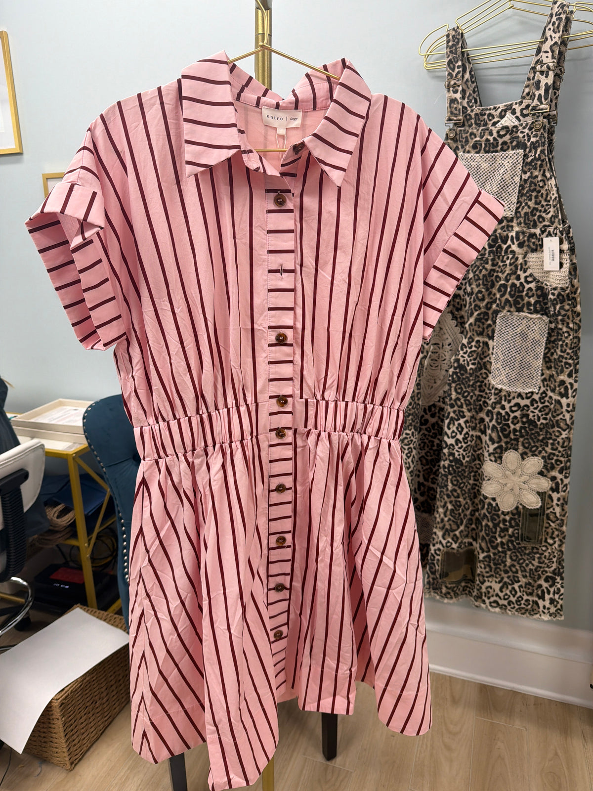 D32424- Pink/Red Stripped Dress