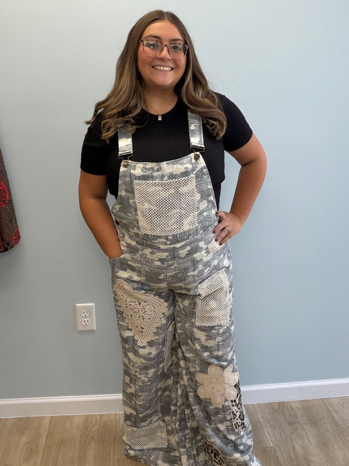 The Hadley Camo Lace Overalls
