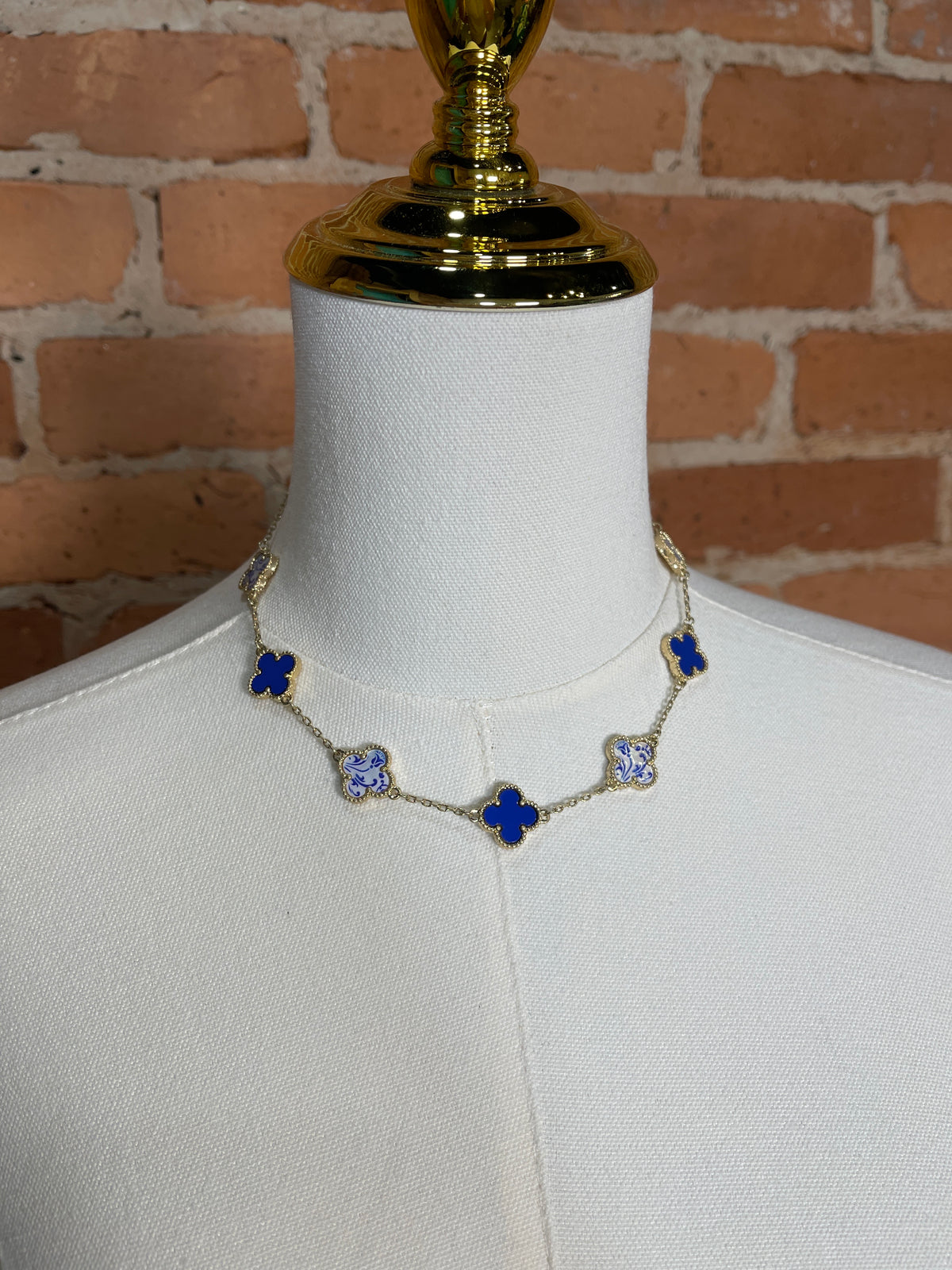 Blue Clover Necklace