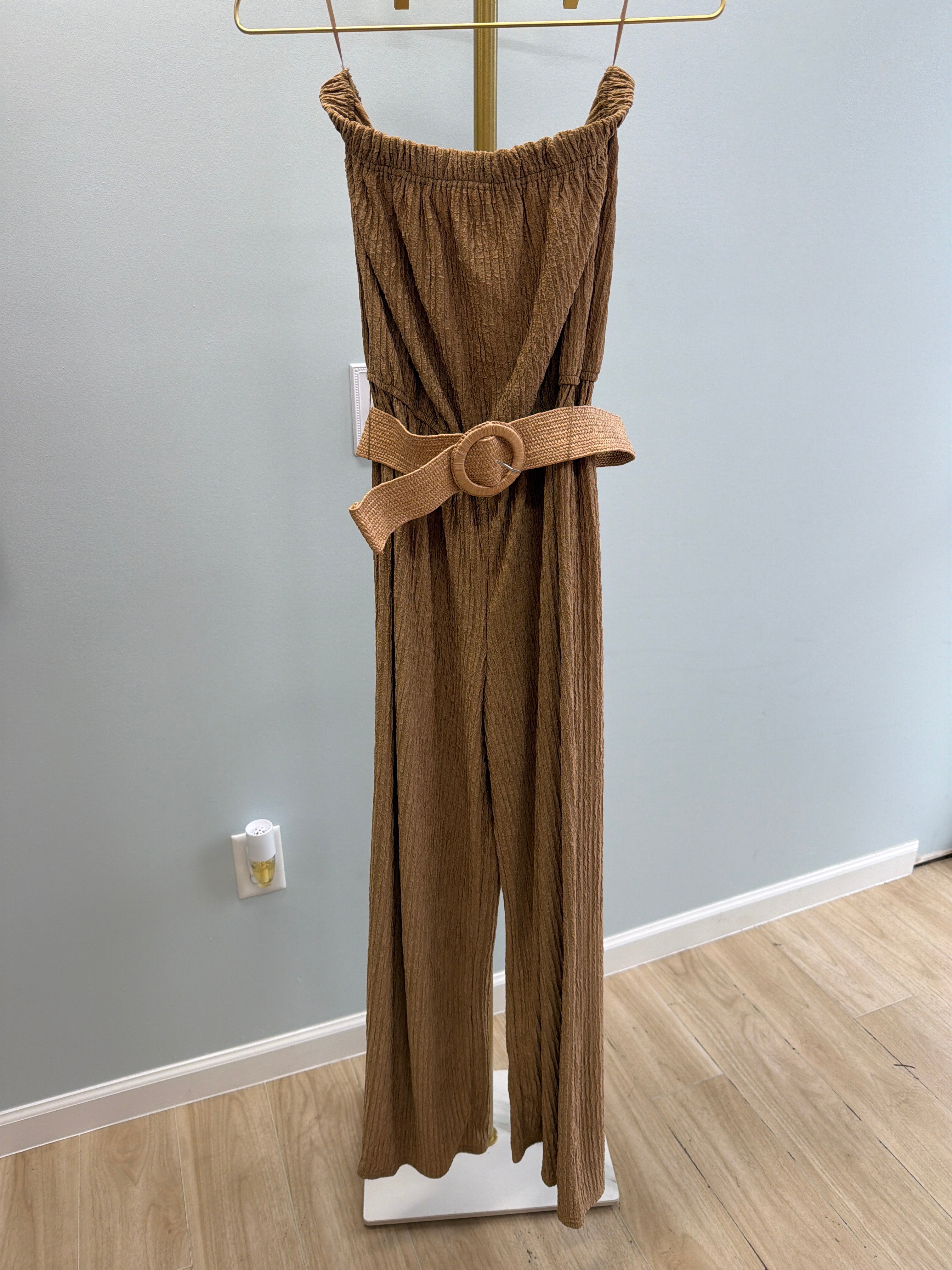 Brown Strapless Pant Romper - Blu Pepper