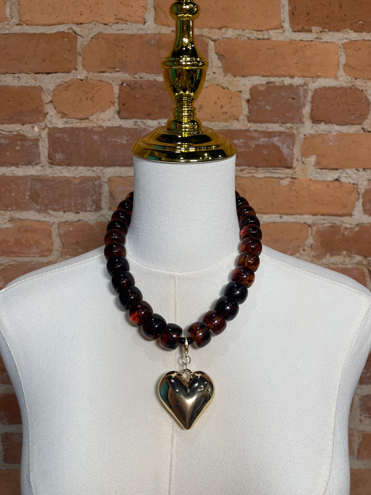 Large Brown Heart Beads
