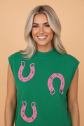 PRETTY BASH Western Horseshoe Mock Neck Sweater