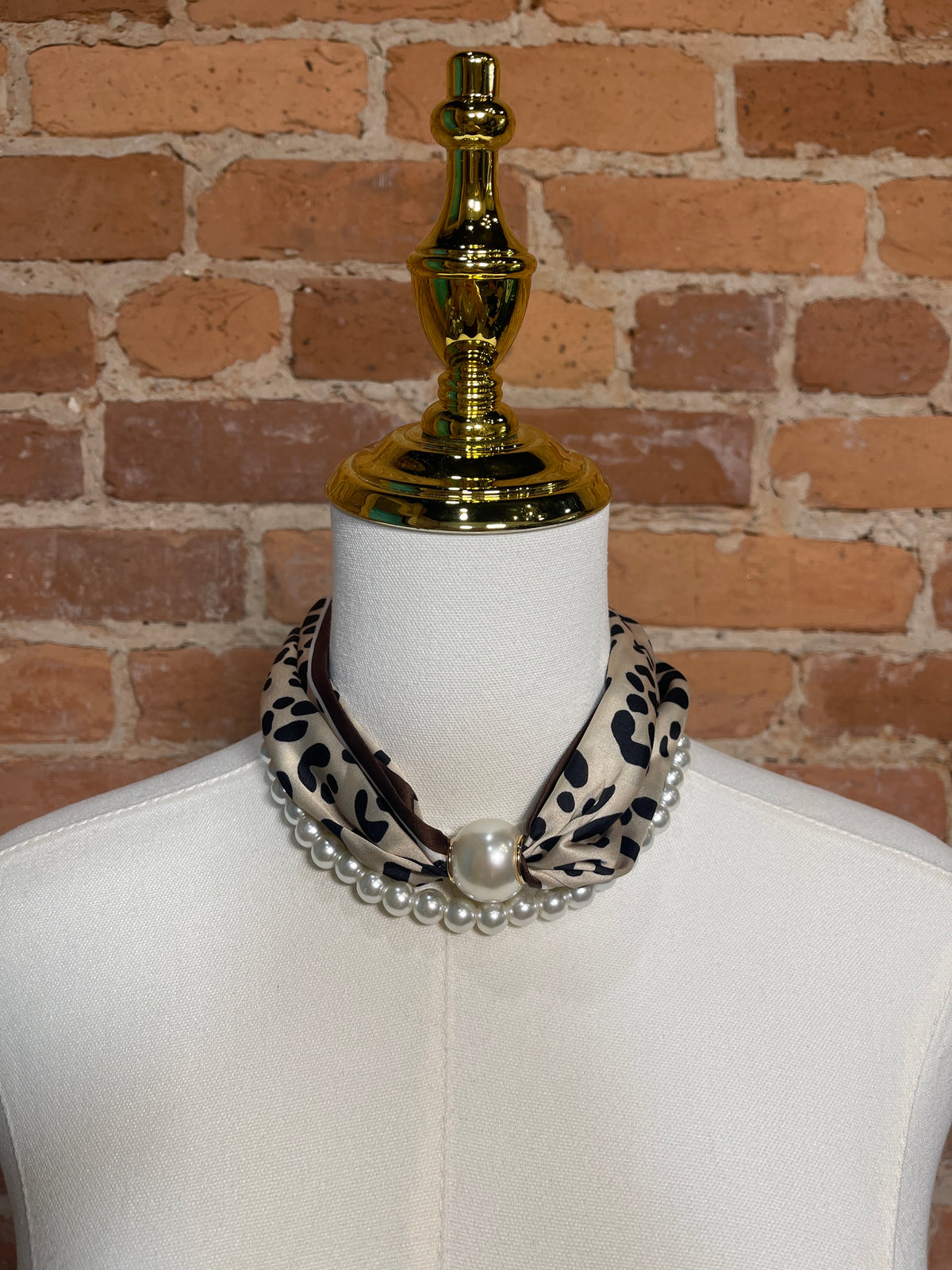 Brown Leopard Beaded Scarf