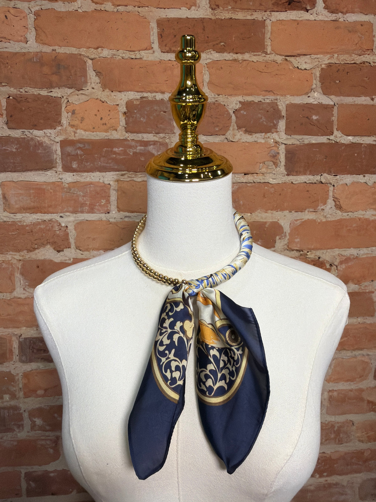 Navy Beaded Scarf