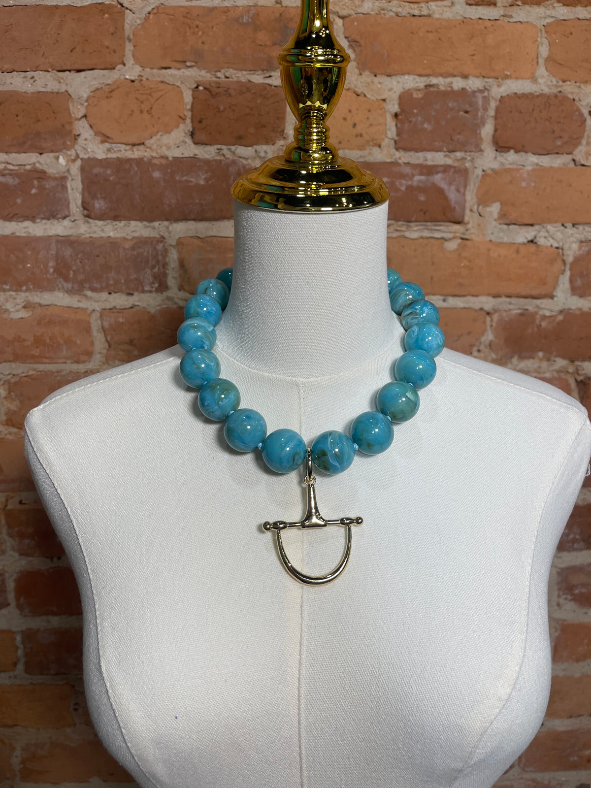 Turquoise Horse-bit Bead Necklace