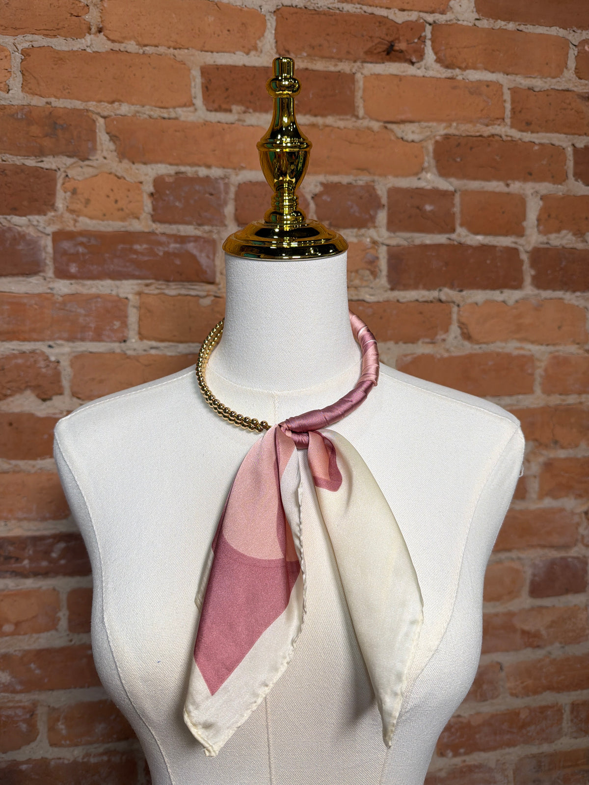 Pink and Cream Beaded Scarf