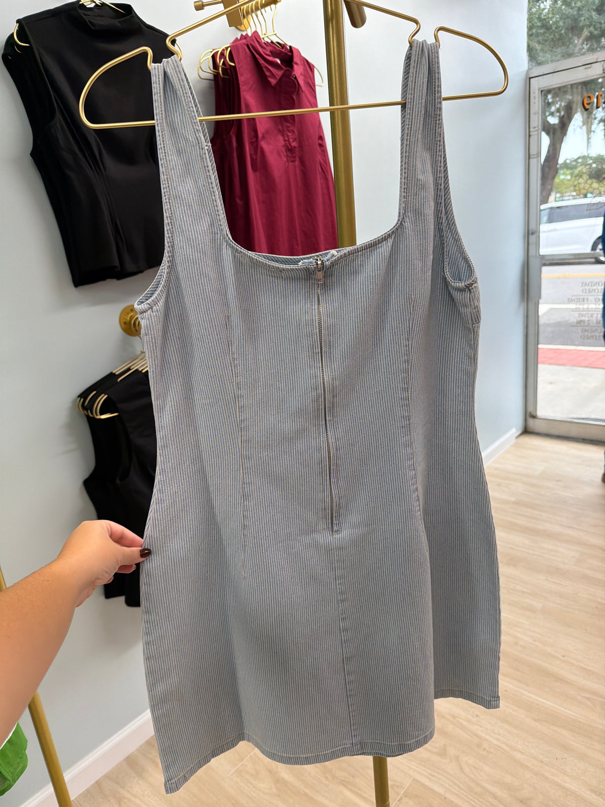 Denim Zipper Short Dress