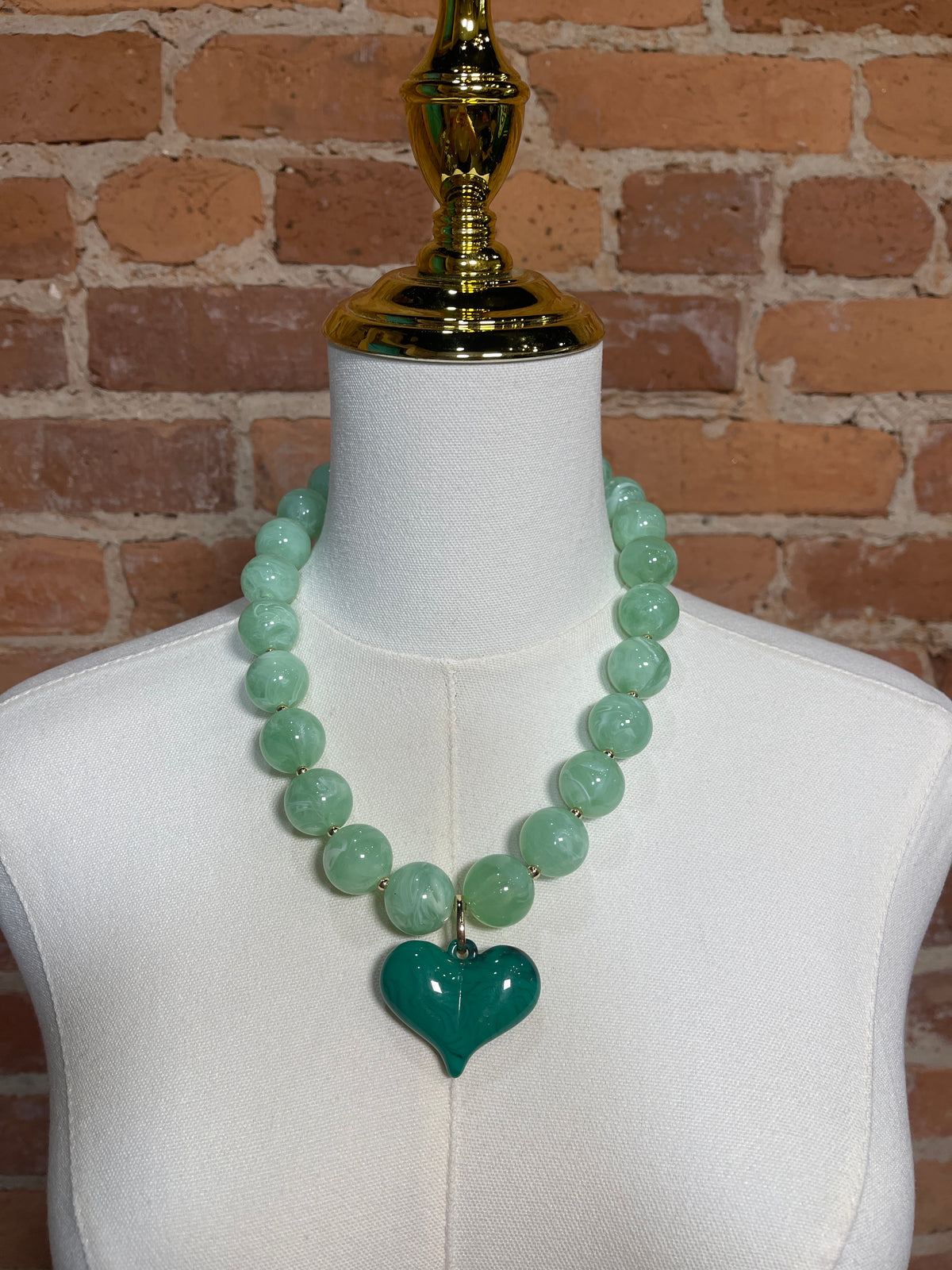 Medium Green Heart Bead Necklace