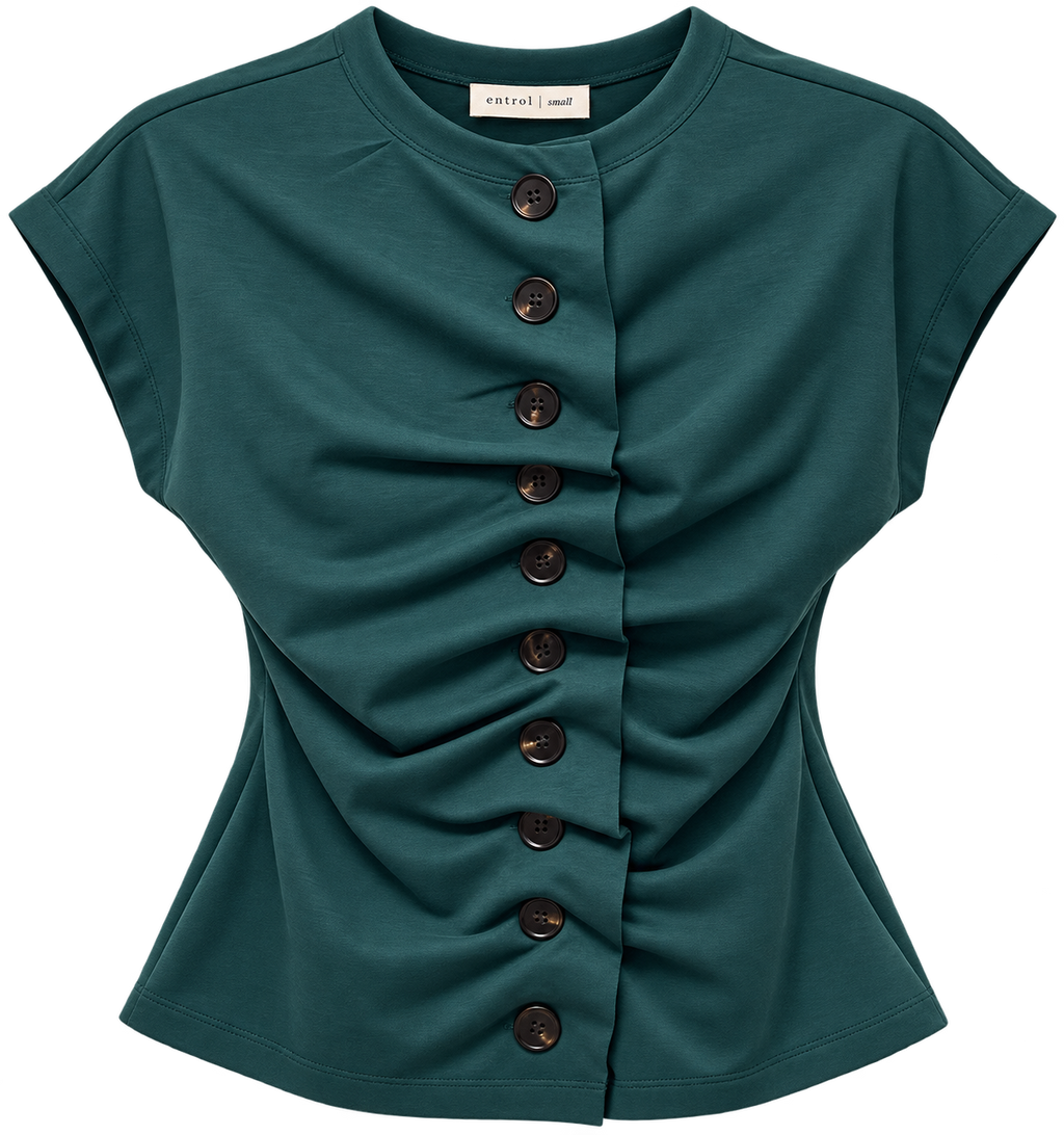The Juniper Green Button Top