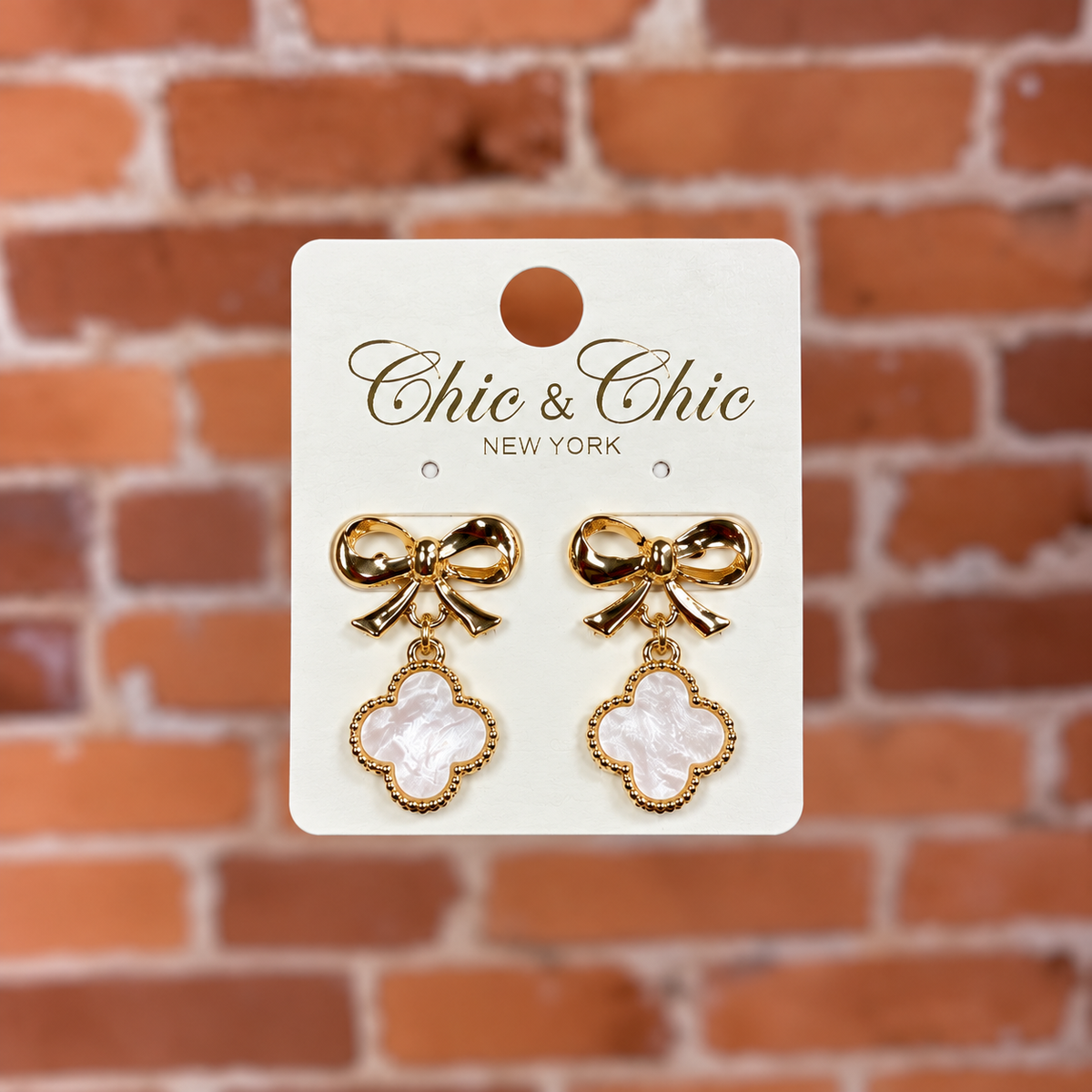 Opal Bow Clover earrings