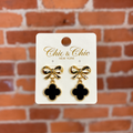 Black Bow Clover earrings