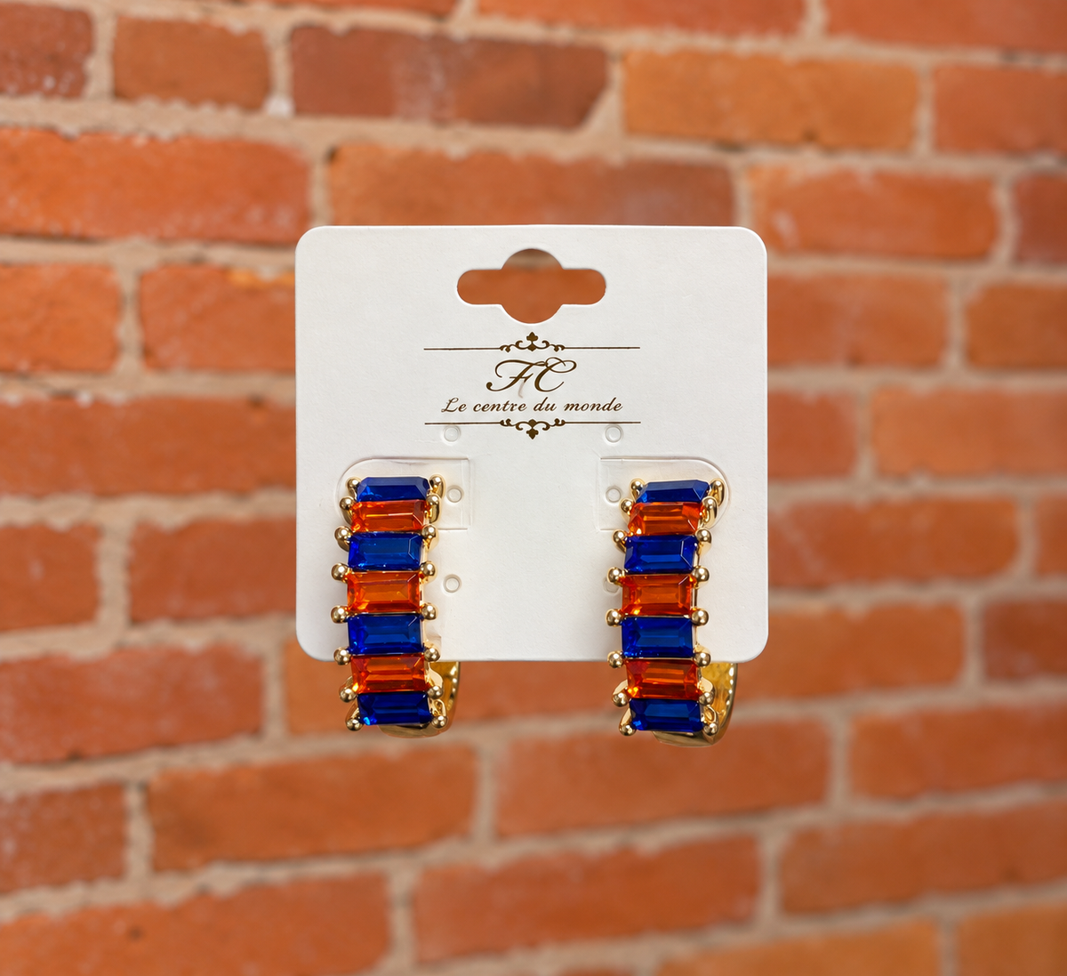 Blue & Orange Gold Hoop Earrings