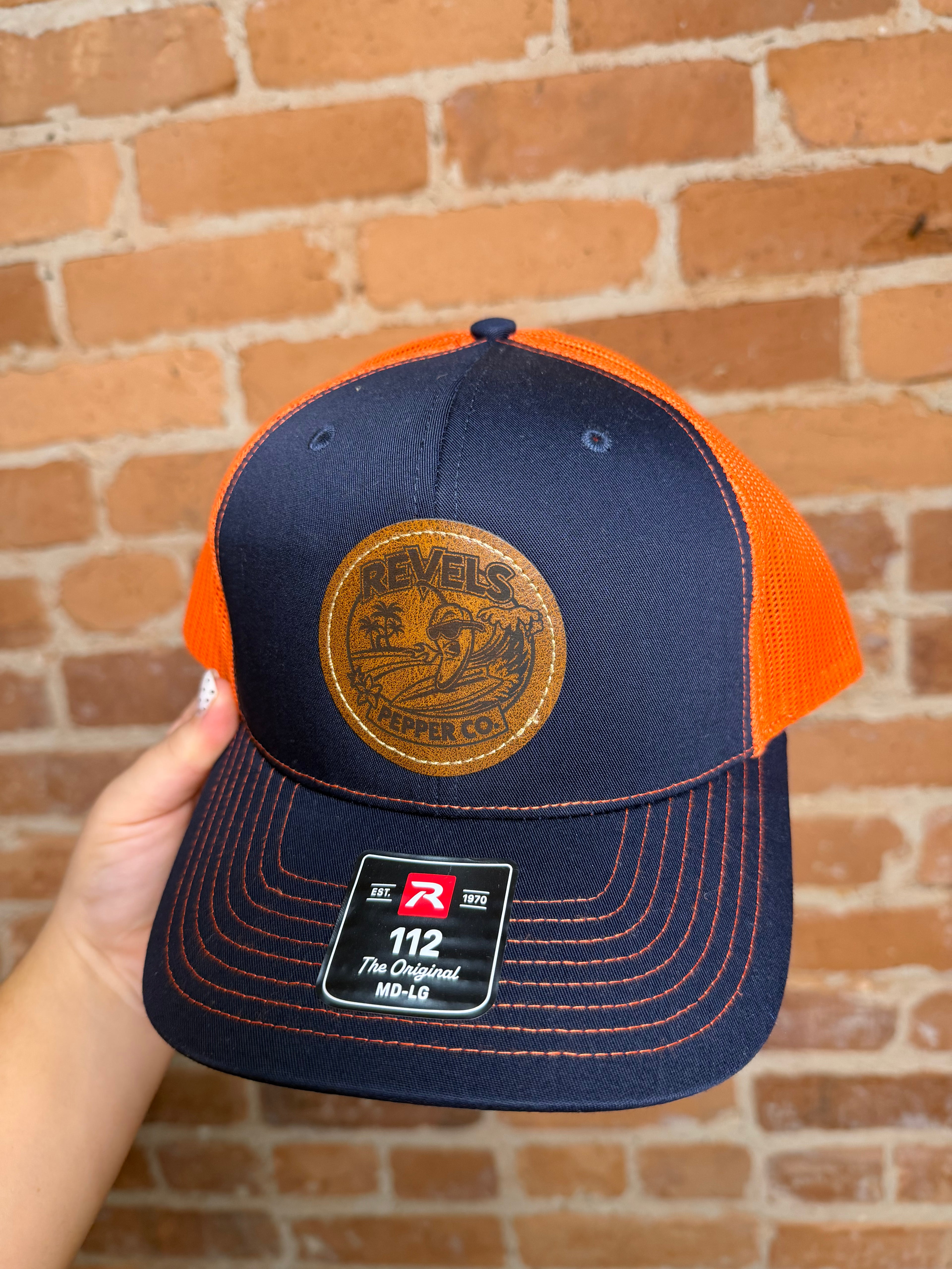 Revels Pepper Co. Navy & Orange Richardson Hat – Round Patch