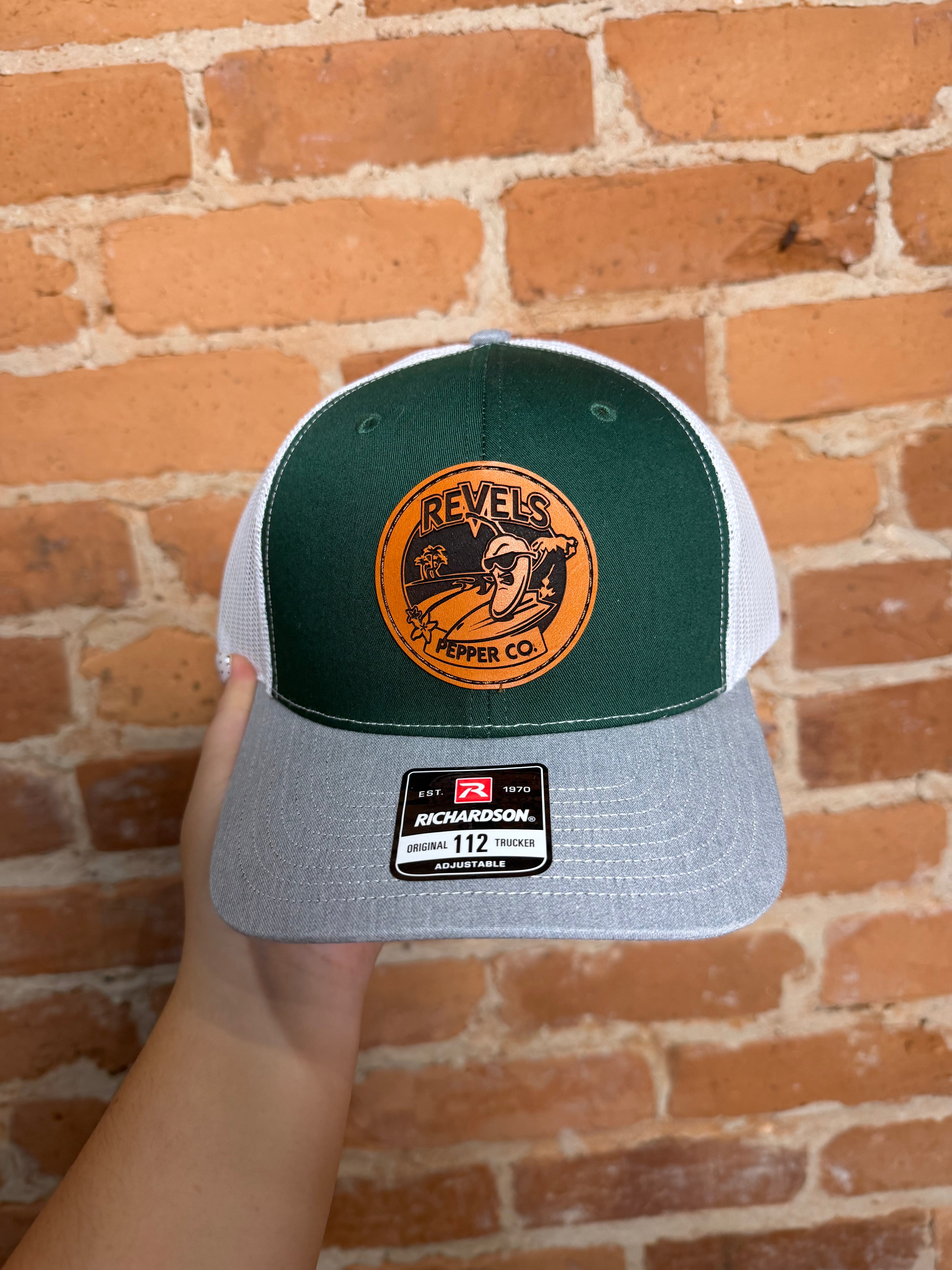 Revels Pepper Co. Green & Gray Richardson Hat – Round Patch