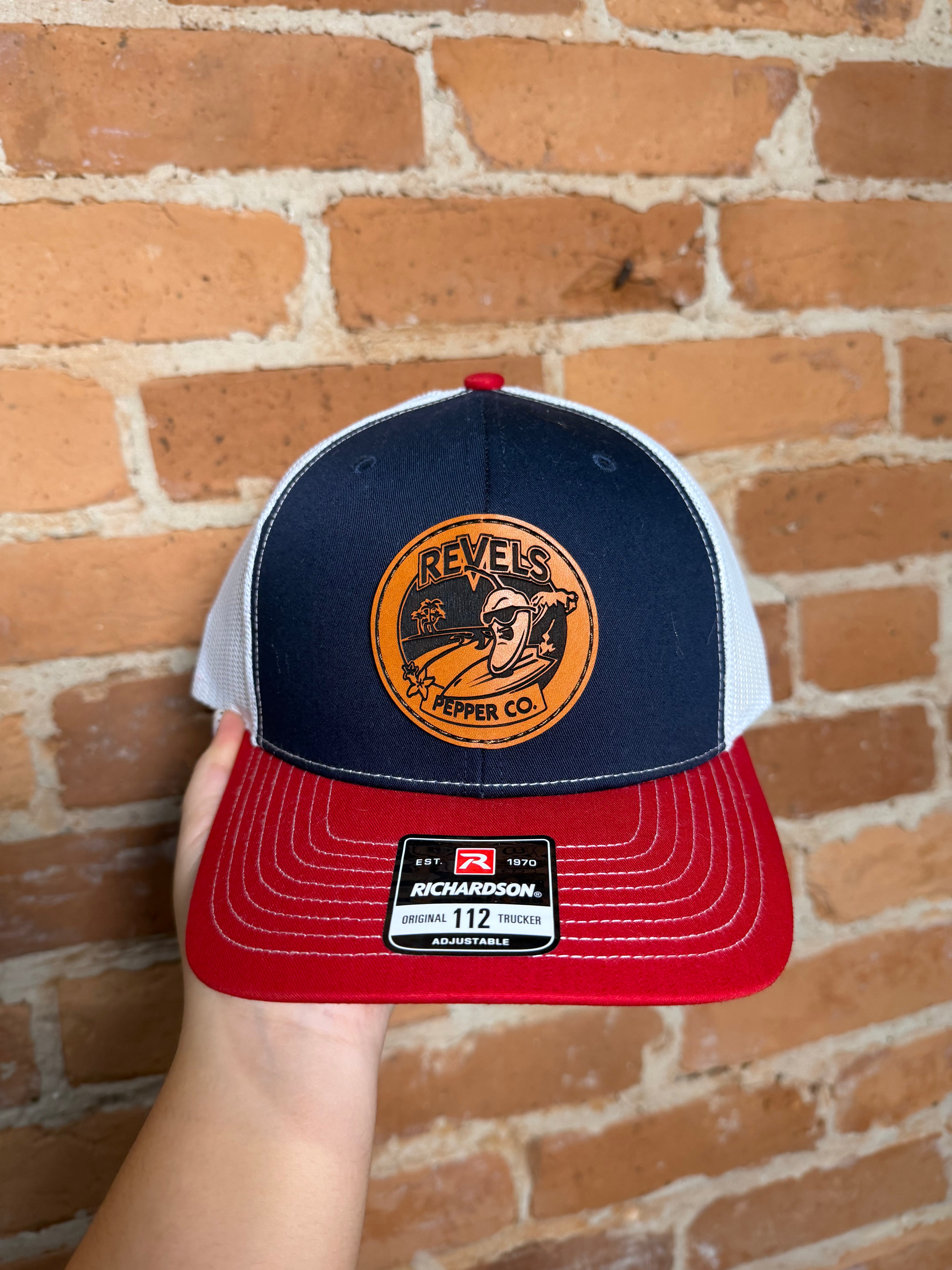 Revels Pepper Co. Navy & Red Richardson Hat – Round Patch
