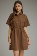 Entro - D32413 Brown Scallop Mini Dress