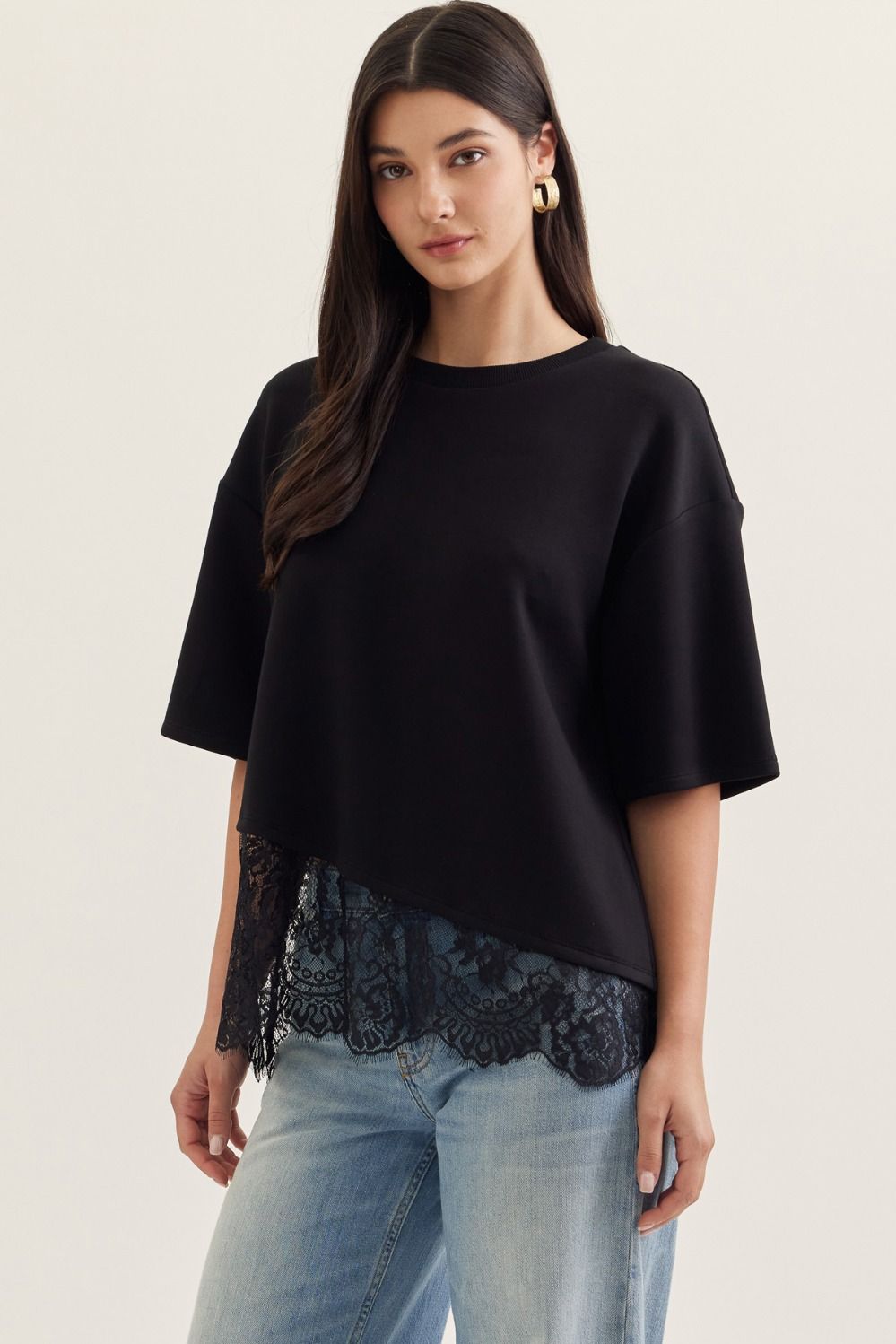 Entro - T31290 Black Lace Bottom Top