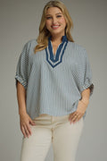 Entro - T31984 Stripe 3/4 Sleeve Top
